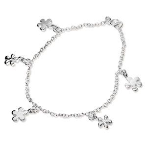 Silver Anklet Bracelet - Daisy Flower