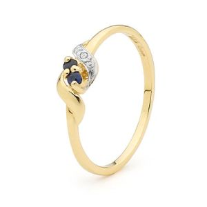 Sapphire and Diamond Gold Ring - Dainty