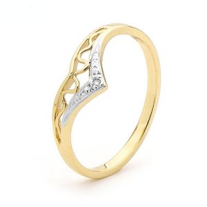 Diamond Gold Ring - Wishbone Zigzag