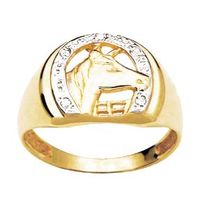 Diamond Gold Ring - Men's Horseshoe