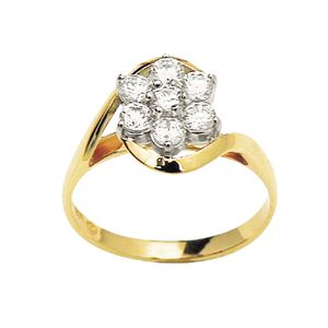 Cubic Zirconia CZ Gold Ring - Flower Swirl