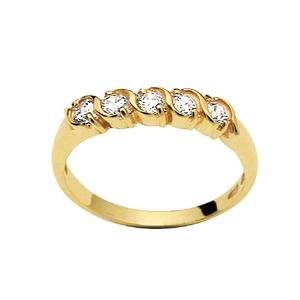 Cubic Zirconia CZ Gold Ring - 5 stone