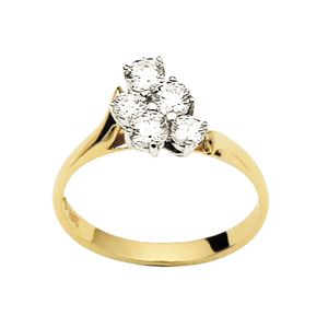 Cubic Zirconia CZ Gold Ring - Random Cluster