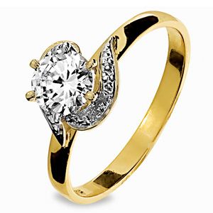 Cubic Zirconia CZ Gold Ring - Swirl