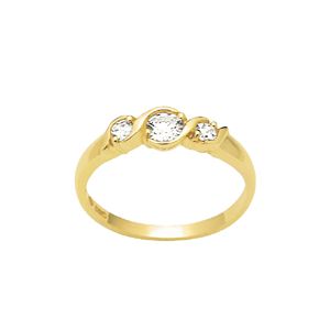 Cubic Zirconia CZ Gold Ring - Curl