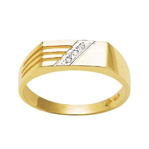 Diamond Gold Ring - Men's Ribbed
