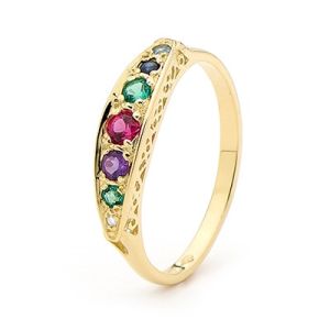 Multicolour Diamond Emerald Amethyst Ruby Sapphire and Topaz Gold Ring