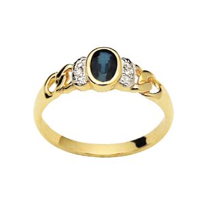 Sapphire and Diamond Gold Ring - Bezel