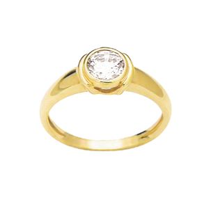 Cubic Zirconia CZ Gold Ring - Double Bezel