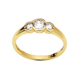 Cubic Zirconia CZ Gold Ring - Trilogy