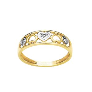 Diamond Gold Ring - Hearts