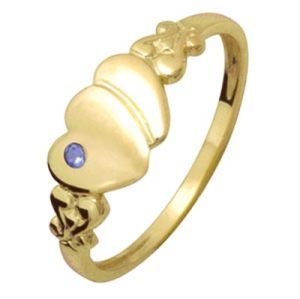 Sapphire Gold Ring - Hearts Size O