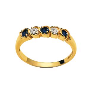 Sapphire and Diamond Gold Ring - 5 Stone