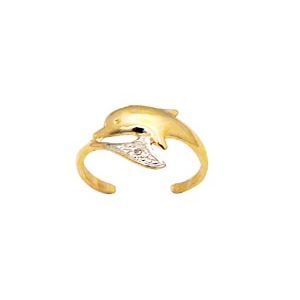 Diamond Gold Toe Ring - Dolphin