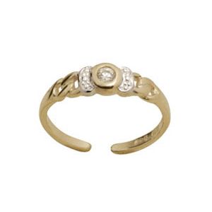 Cubic Zirconia CZ Gold Toe Ring