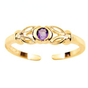 Purple Cubic Zirconia CZ Gold Toe Ring