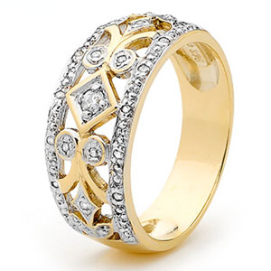 Diamond Gold Ring - Filigree
