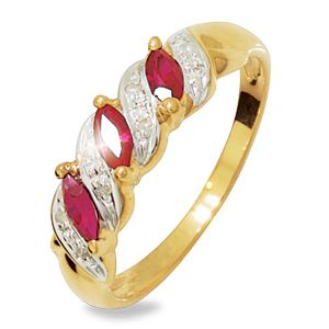 Ruby and Diamond Gold Ring - Marquise