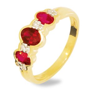 Ruby and Diamond Gold Ring - Trilogy