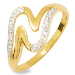 Diamond Gold Ring - Zig Zag