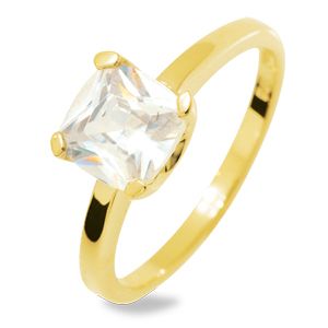 Cubic Zirconia CZ Gold Ring - Solitaire Claw Set