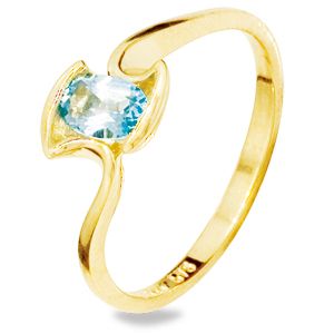 Blue Topaz Gold Ring - Swirl