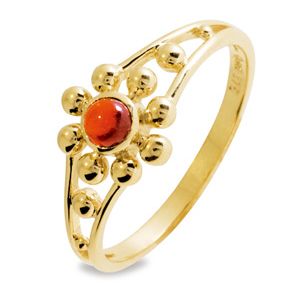 Garnet Gold Ring - Flower