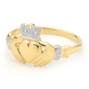Diamond Gold Ring - Claddagh