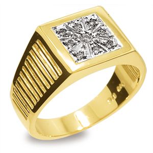 Diamond Gold Ring - Men's Star Design