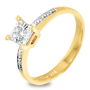 Diamond Gold Ring - Engagement 4 Claw