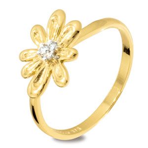 Diamond Gold Ring - Flower