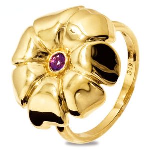 Amethyst Gold Ring - Flower