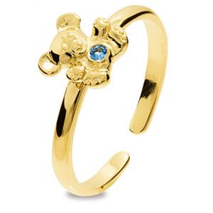 Blue Spinel Gold Toe Ring - Teddy Bear