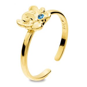 Blue Spinel Gold Toe Ring - Elephant