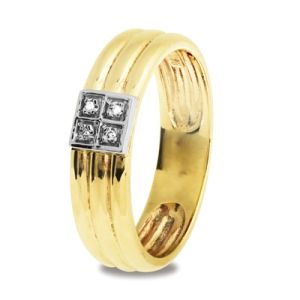 Diamond Gold Ring - Men's Square