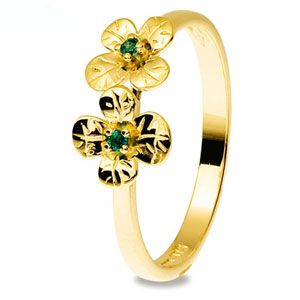 Emerald Gold Ring - Four Leaf Clover