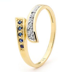 Sapphire and Diamond Gold Ring - Elegant