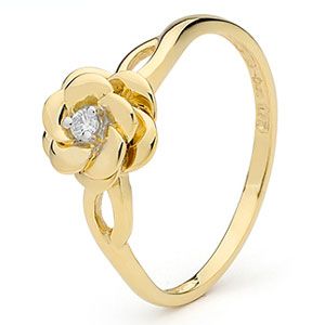 Diamond Gold Ring - Camellia Flower
