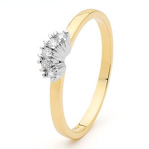 Diamond Gold Ring - Eternity 5 Gem