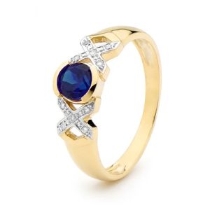 Sapphire and Diamond Gold Ring - XOX