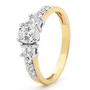 Cubic Zirconia CZ Gold Ring - Engagement Princess