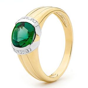 Emerald and Diamond Gold Ring
