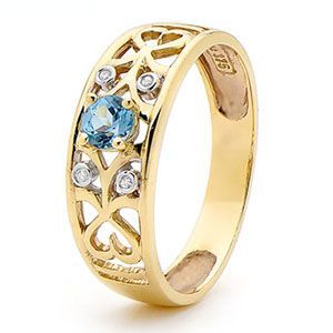 Blue Topaz and Diamond Gold Ring
