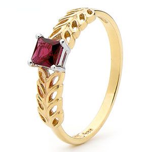 Ruby Gold Ring - Wheat Sheaf