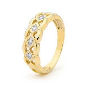 Diamond Gold Ring - Ellipse Chain