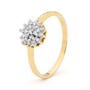 Cubic Zirconia CZ Gold Ring - Flower Cluster