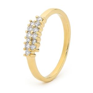Diamond Gold Ring - Cluster Double Row