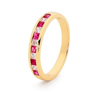 Ruby and Diamond Gold Ring - Eternity Ring Band
