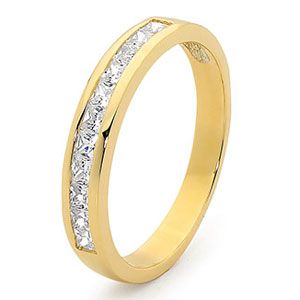 Cubic Zirconia CZ Gold Ring - Eternity Band