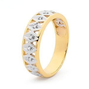Diamond Gold Ring - Diamond Pattern
